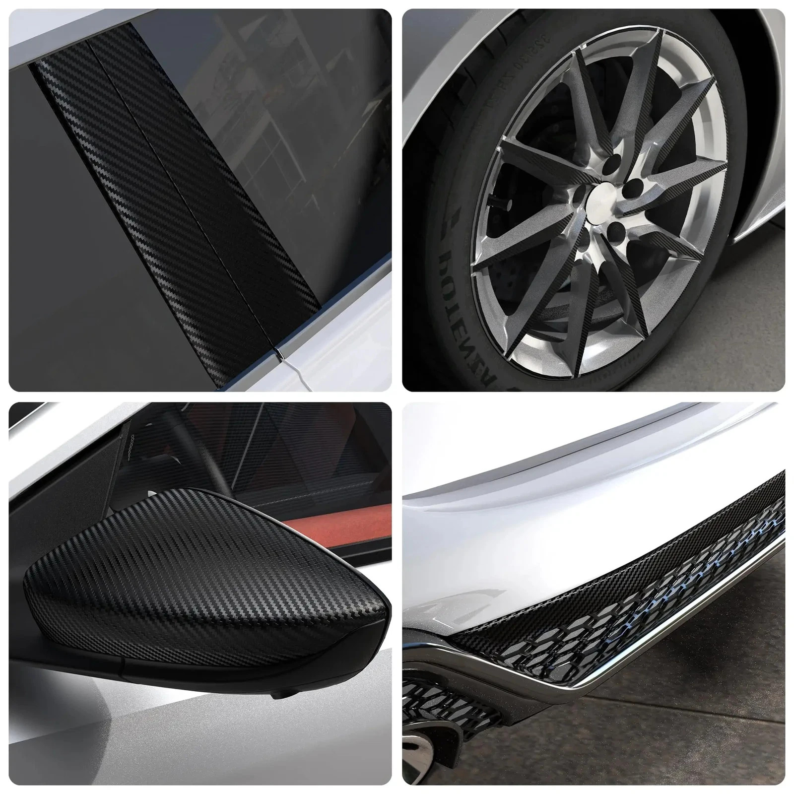 Carbon Fiber Car 3D Tape Sticker Door Mirror Self Adhesive Paste Protector Strip