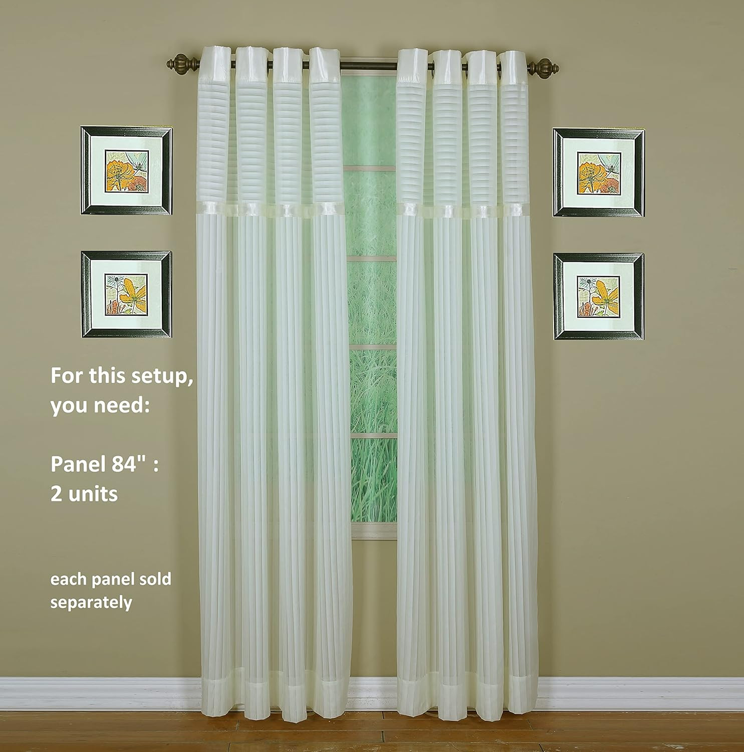 Silhouette Grommet Panel, 84″,Ecru, 55″ W X 84″ L