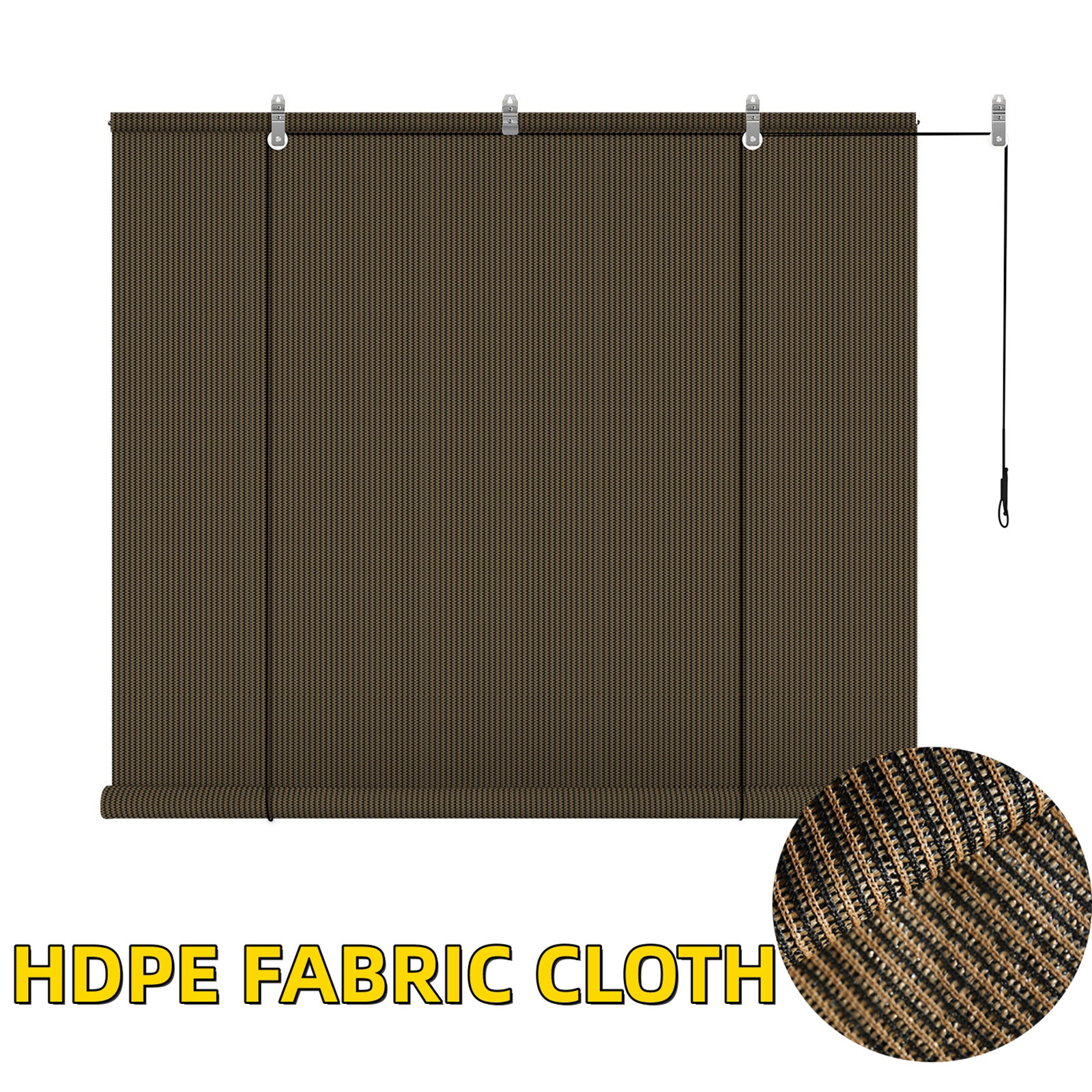 Outdoor Roller Shade Roll up Shade Brown UV Block Porch Pergola Shelter Cover