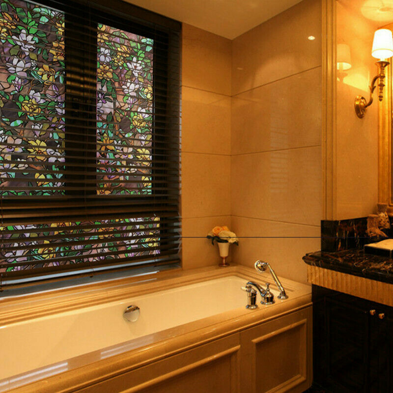 Static Cling Cover Stained Flower Window Film Glass Sticker Privacy Opaque Adorn