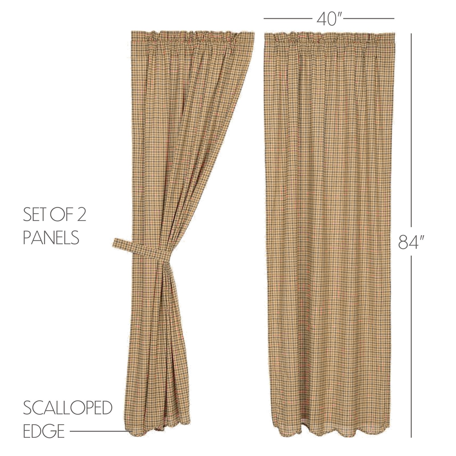 VHC Brands Rustic 84″x40″ Panel Pair Tan Rod Pocket Millsboro Window Curtains