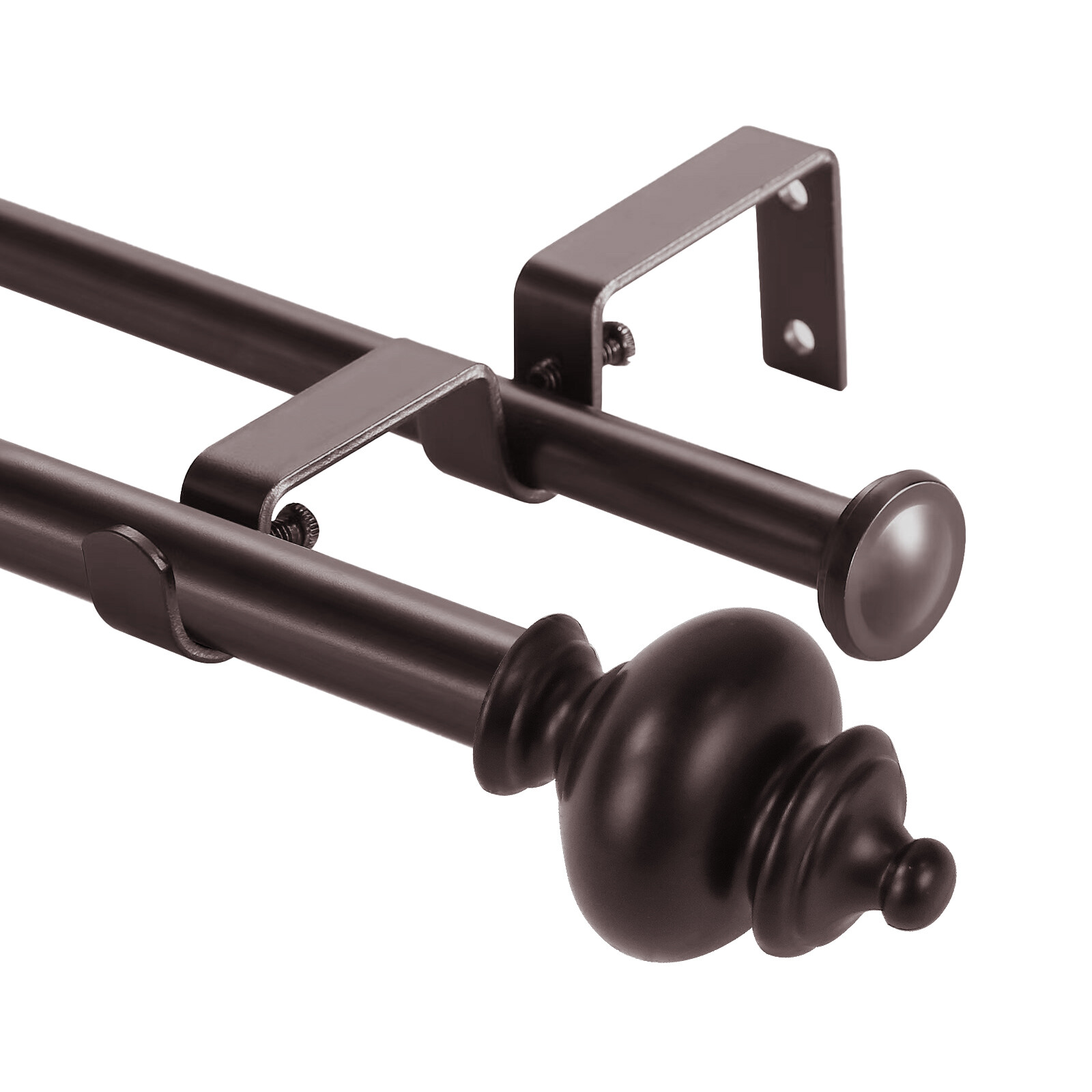 5/8″ Gourd Adjustable Double Drapery Curtain Rod Set, 28″-48″/48″-84″/84″-120″