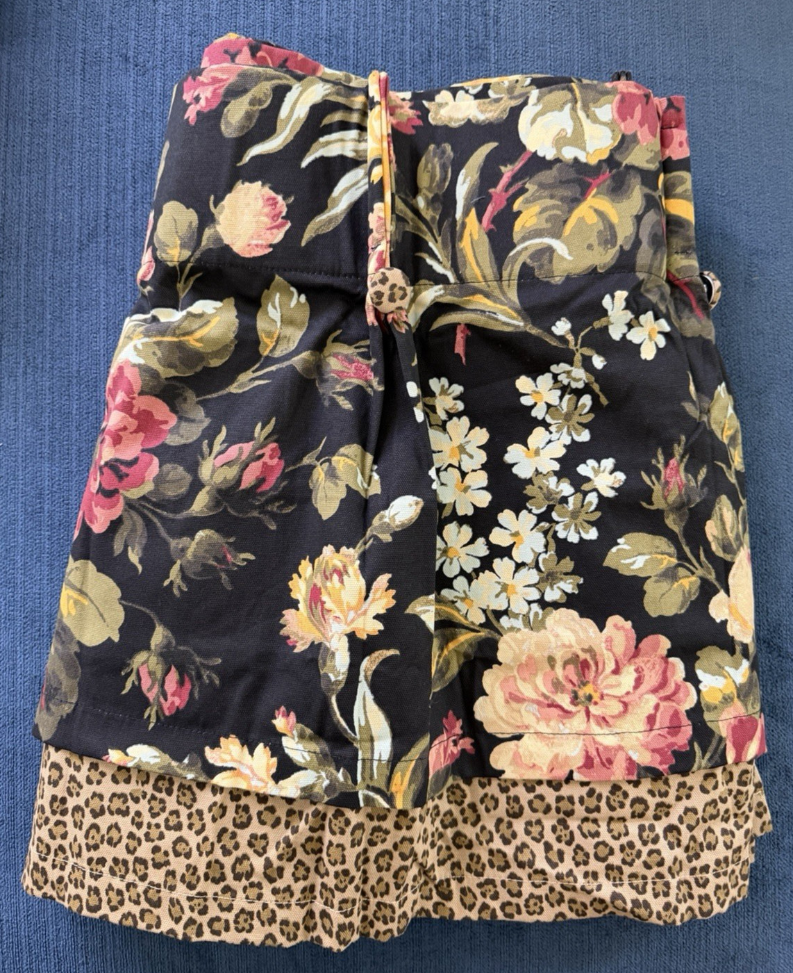 Vintage Black Floral Leopard Valance Curtain Pair 2 PC American Living 18 X 48