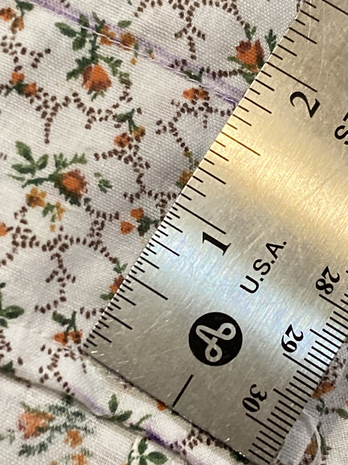 OOAK VTG Curtains Orange Green Brown Calico Fabric 42-1/2″ x 34-1/2″ Rod Pocket