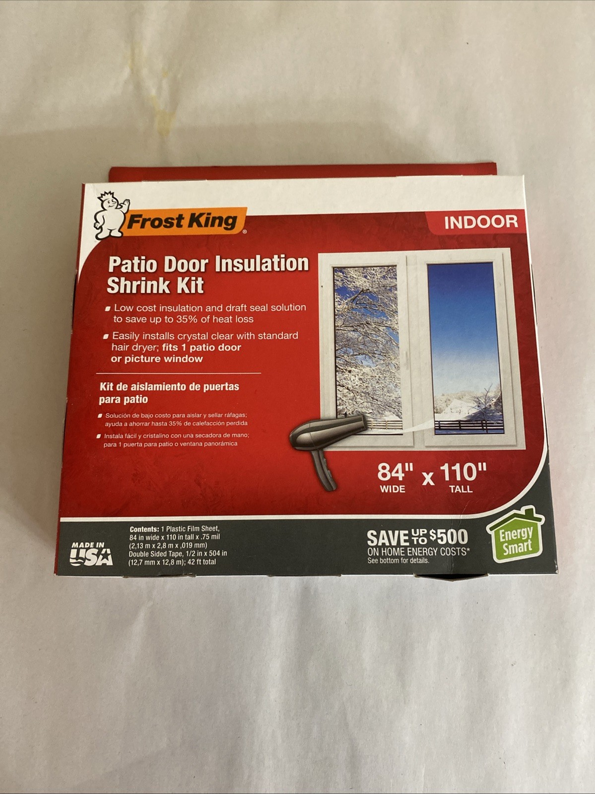 Frost King Clear Shrink Indoor Patio Door Insulator Kit 84 in. W x 110 in. L