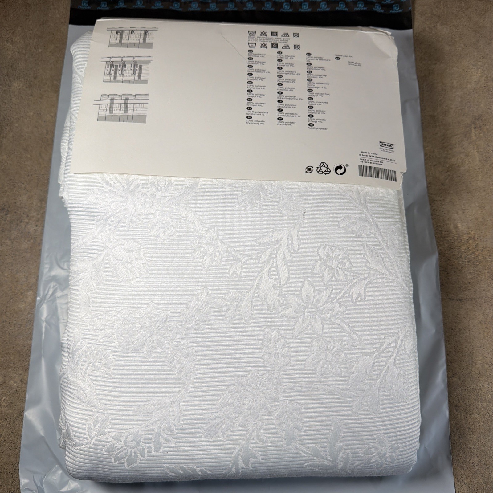 New IKEA Blekviva Curtains Raised Panels Jacquard Damask 57″ x 98″ White Pair A2