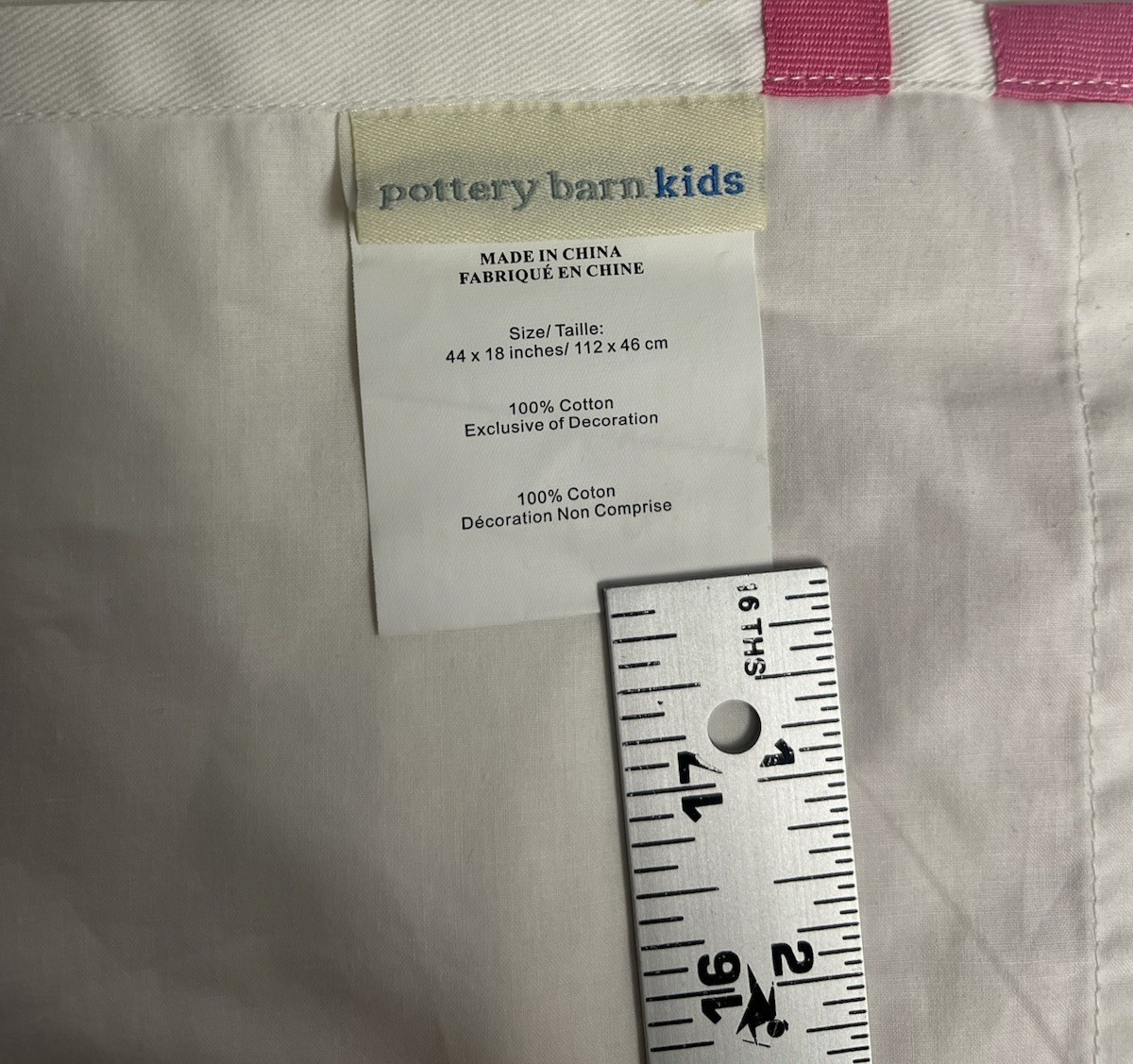 Pottery Barn Kids Harper Pink Grosgrain Stripe Window Valance 44 x 18 set of 6