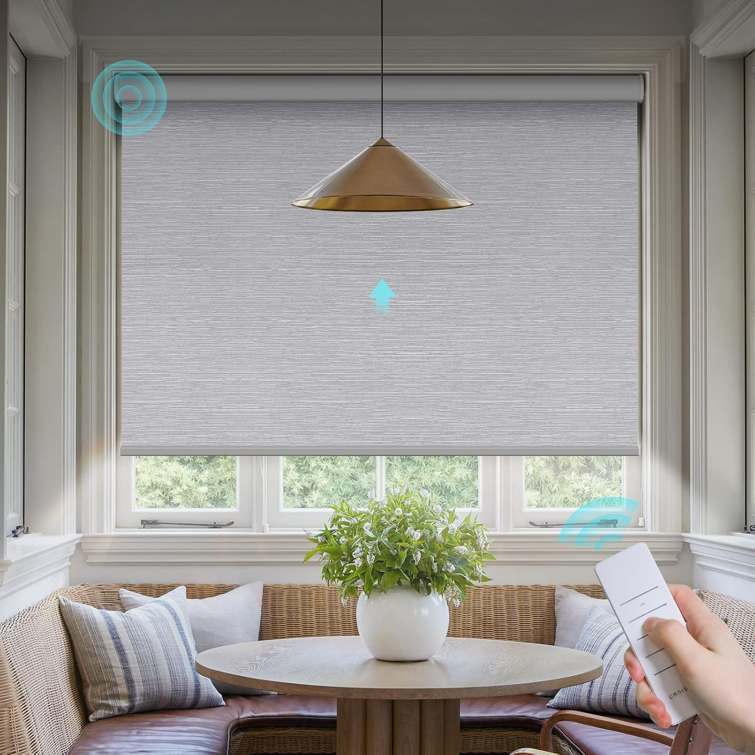 Remote Control Motorized Blackout Blinds – 35″ W x 72″ H, Grey
