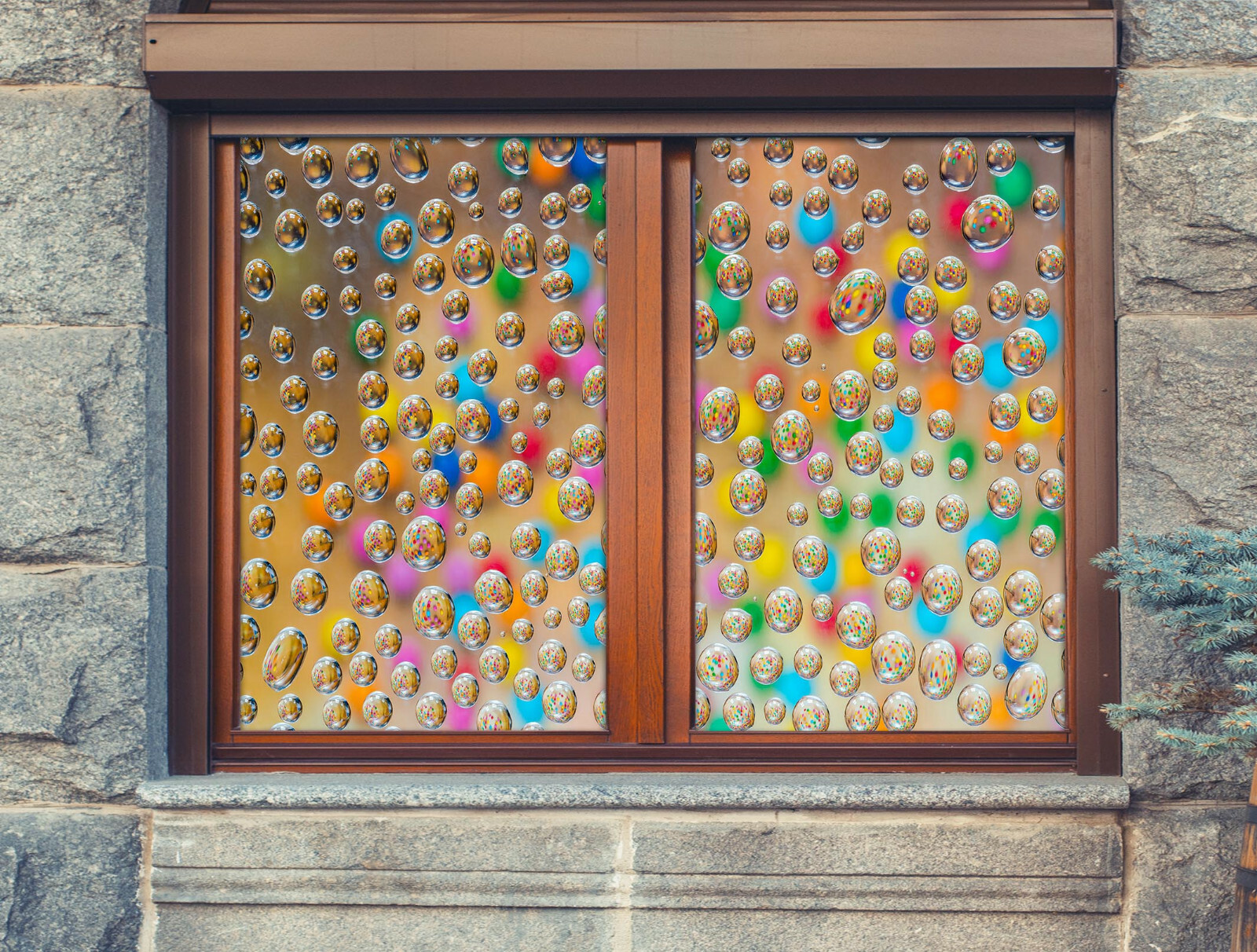 3D Colored Water Drops ZHUA193 Window Film Print Sticker Cling Stained Glass UV