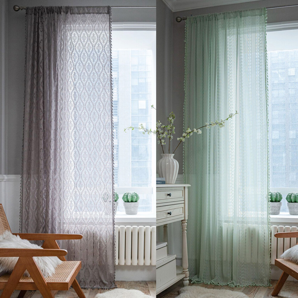 Crochet Transparent Hollowed Out Living Room Balcony Bedroom Window Drape Decor