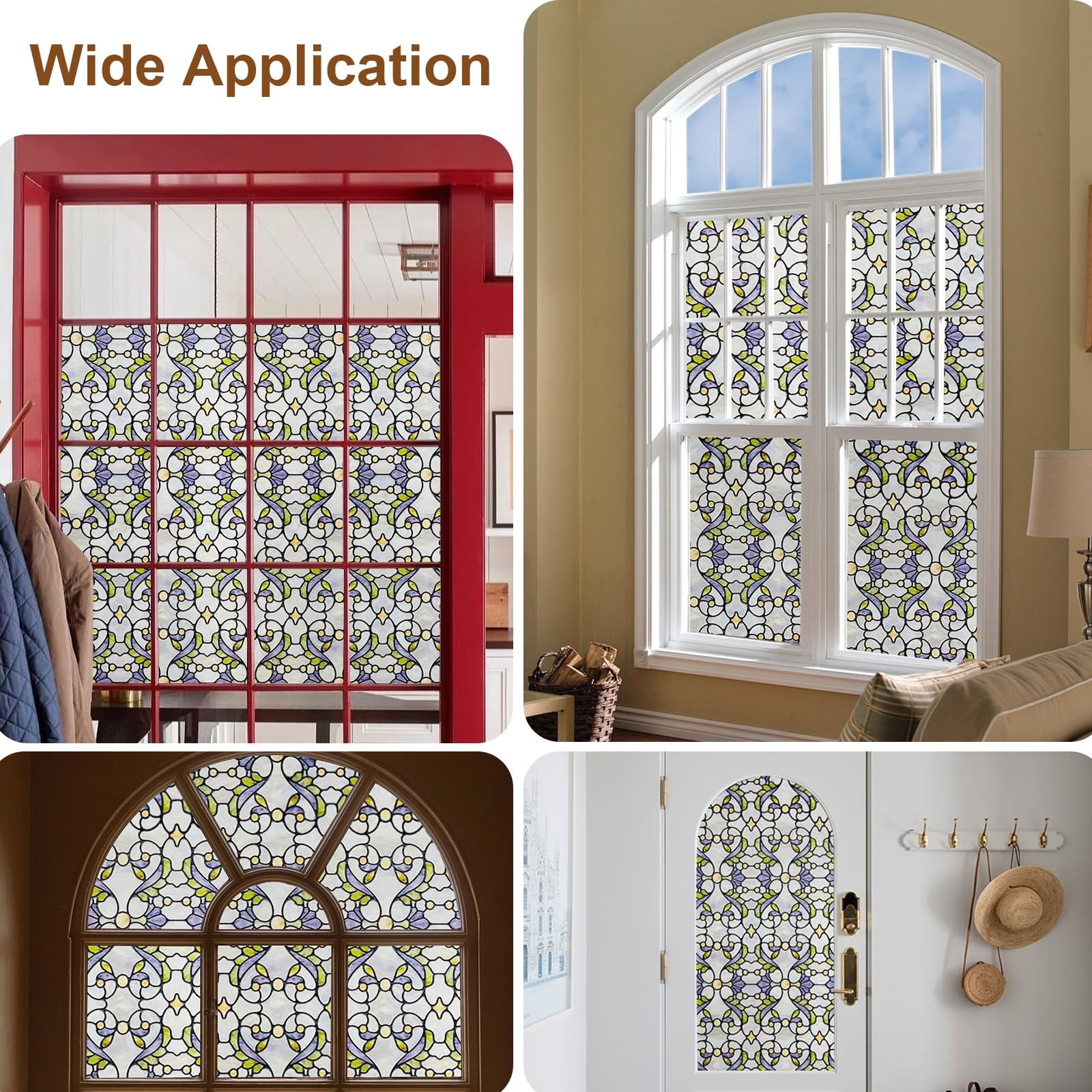 3D Stained Glass Window Film, Decorative Window Privacy Film for Bathroom,Fro…