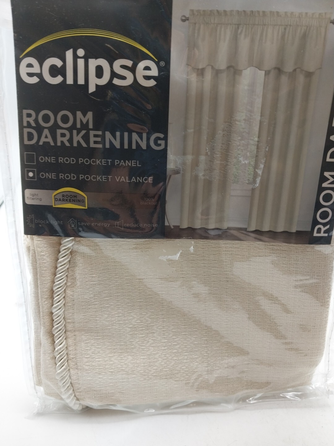 Eclipse One Rod Pocket Valance Curtain 42in W x 21in L Ivory