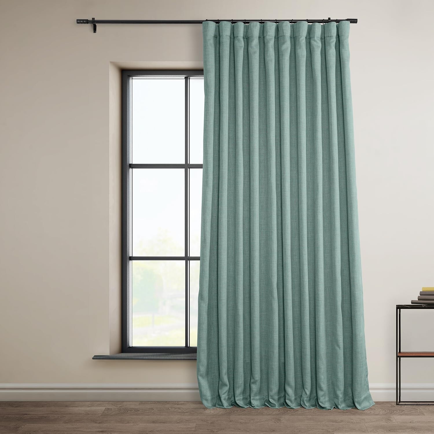 1 Panel Sea Thistle 84″L x 100″W Linen Darkening Curtains For Living Room