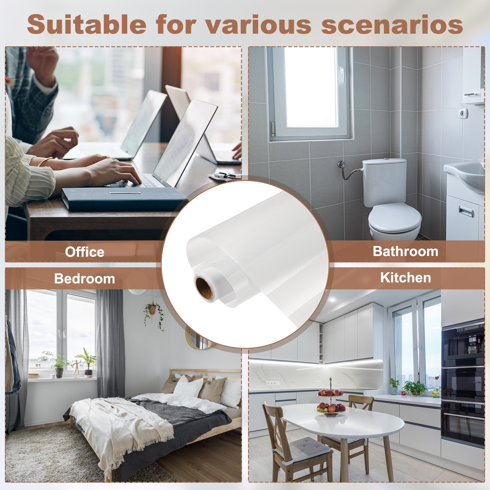 78.7 x 15.7 Inch Glass Window Privacy Film Day & Night Blinds Pattern