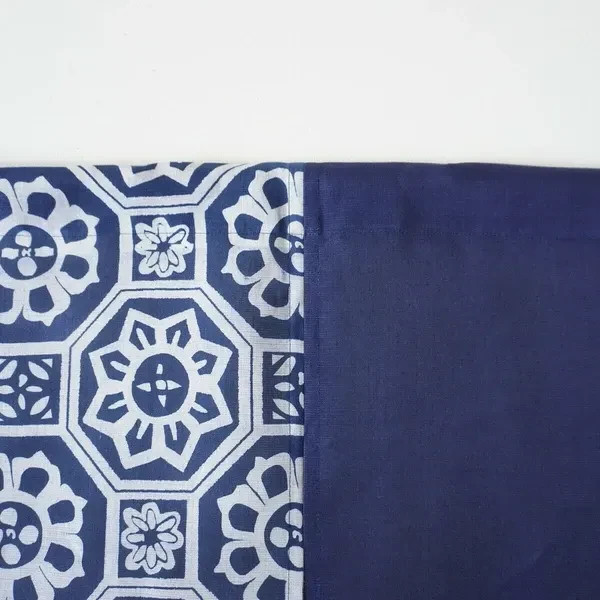 Japanese Traditional Handmade Linen Noren Curtain – Ancient Pattern, Indigo Blue