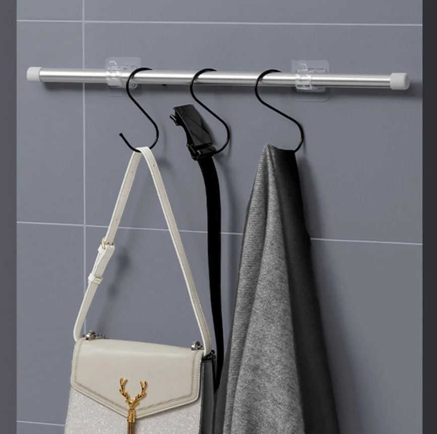 8pcs Self Adhesive Curtain Rod Clip Hooks Wall Hanging Holder Clamp Set – NEW