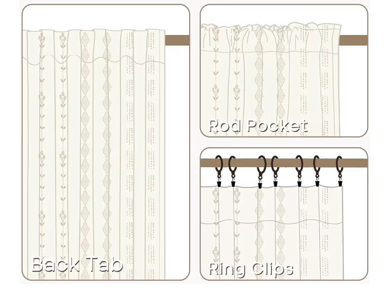 Khaki/Beige bohemian Linen curtains 50X84”