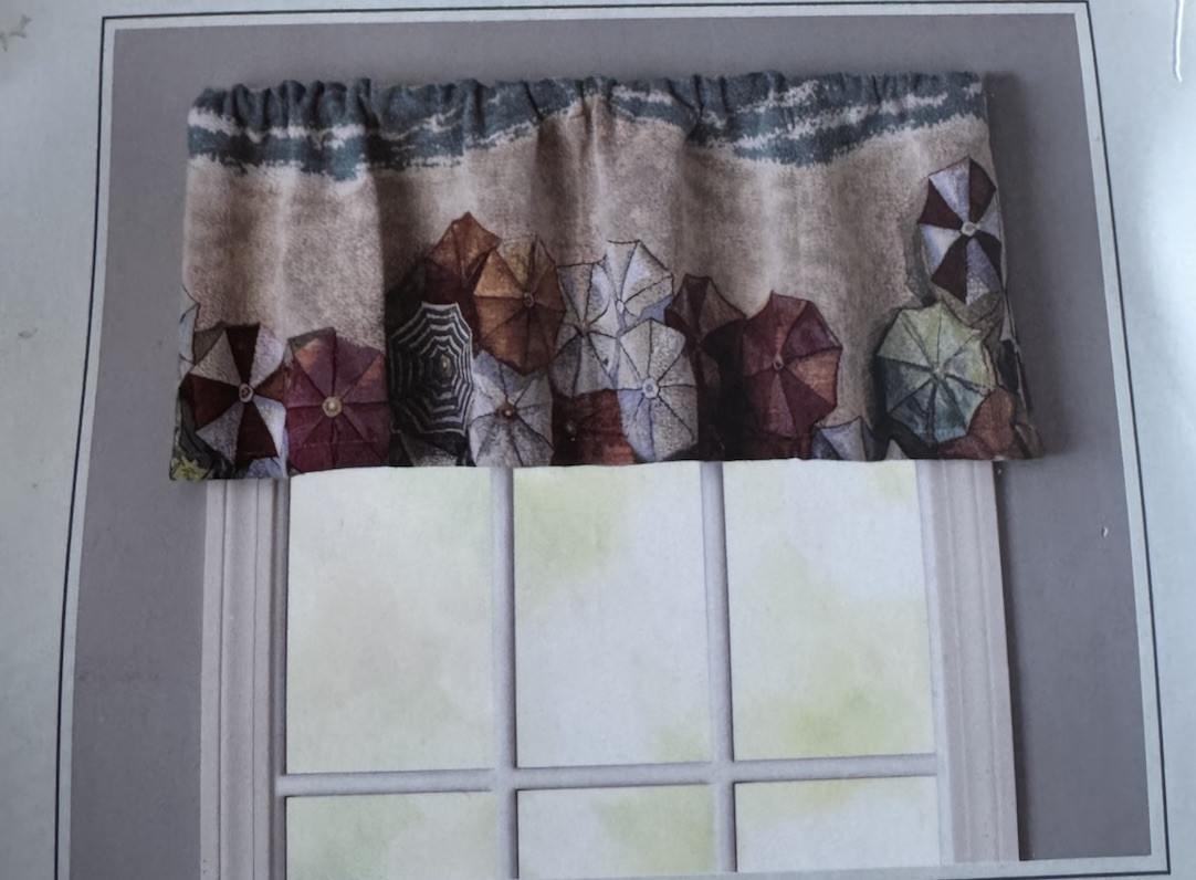 Beach Umbrellas Tapestry Window Valance, 54″x15” Windham Home Woven Brand NEW