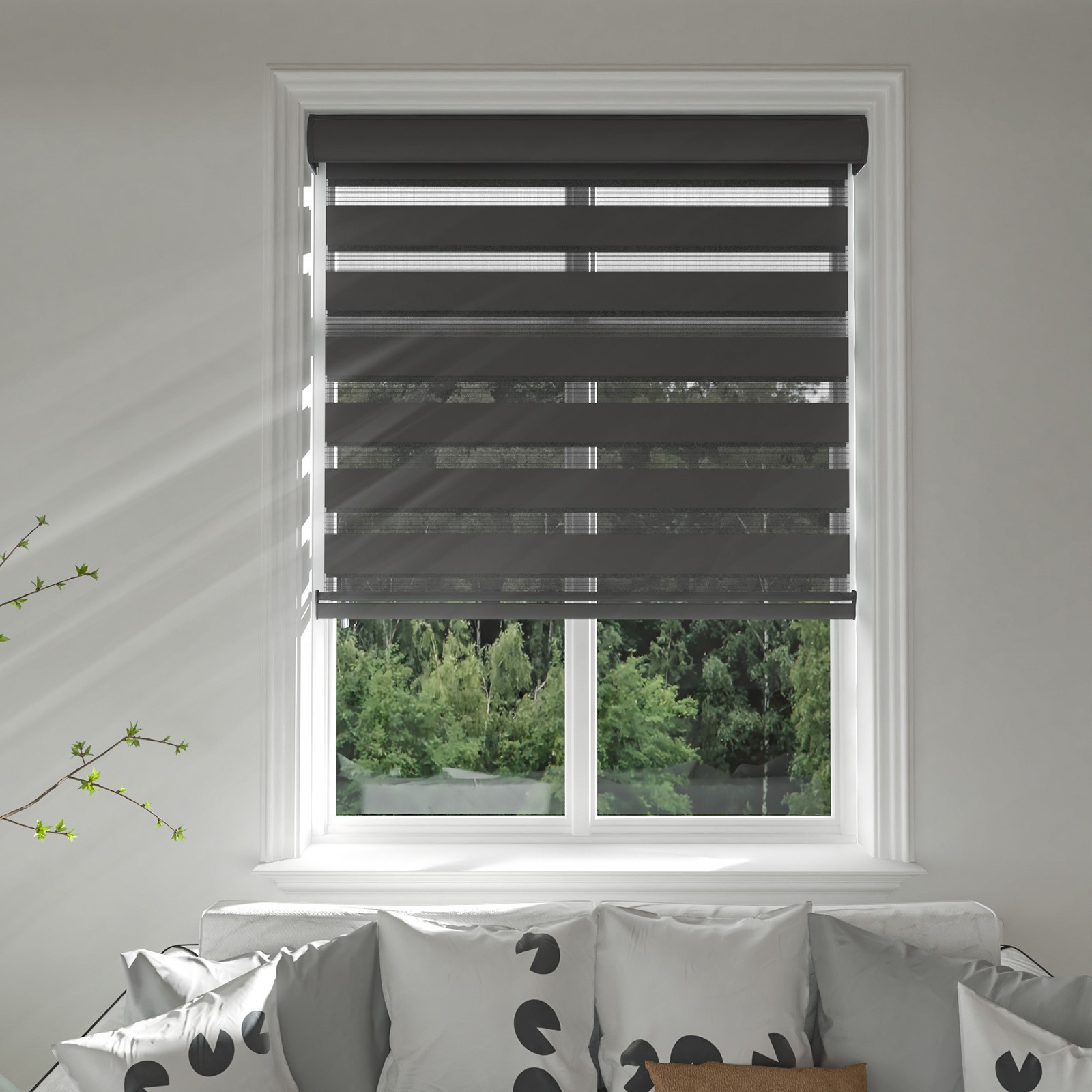 Changshade 85% Blackout Window Blinds Roller Sheer Shades Zebra Shade Anti Uv