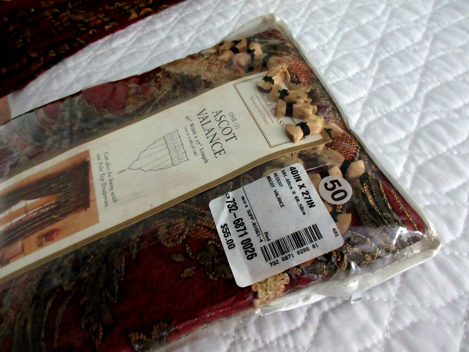 Croscill Red Regent Style # 9399 ASCOT VALANCE 40” W X 27” L ONE