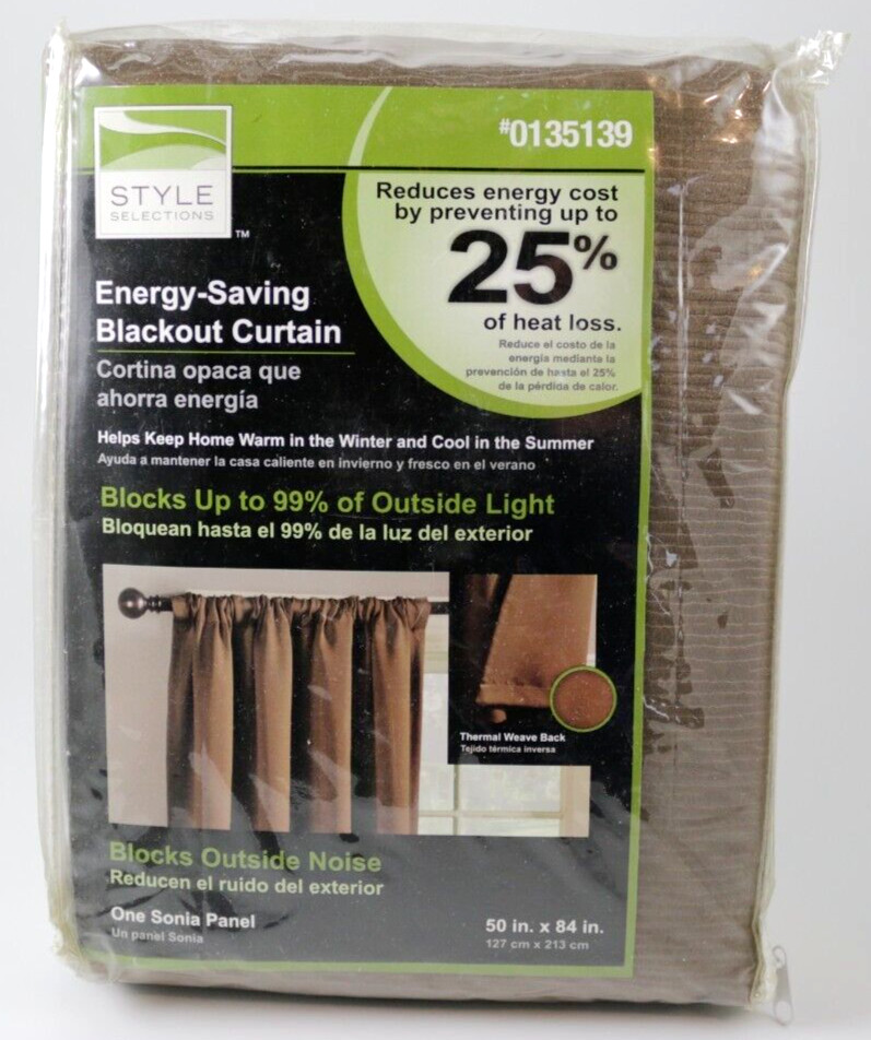 Style Selections Sonia Chocolate/Brown Blackout Curtain Panel 50″x84″ #0135139