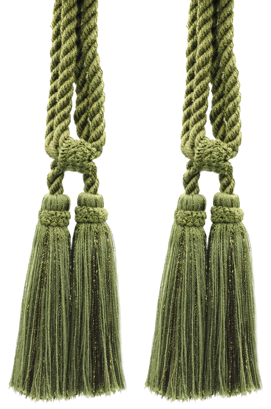 DÉCOPRO Double Tassel Tassel Tieback, Color# L50 – Dark Olive Green [Set of 2]