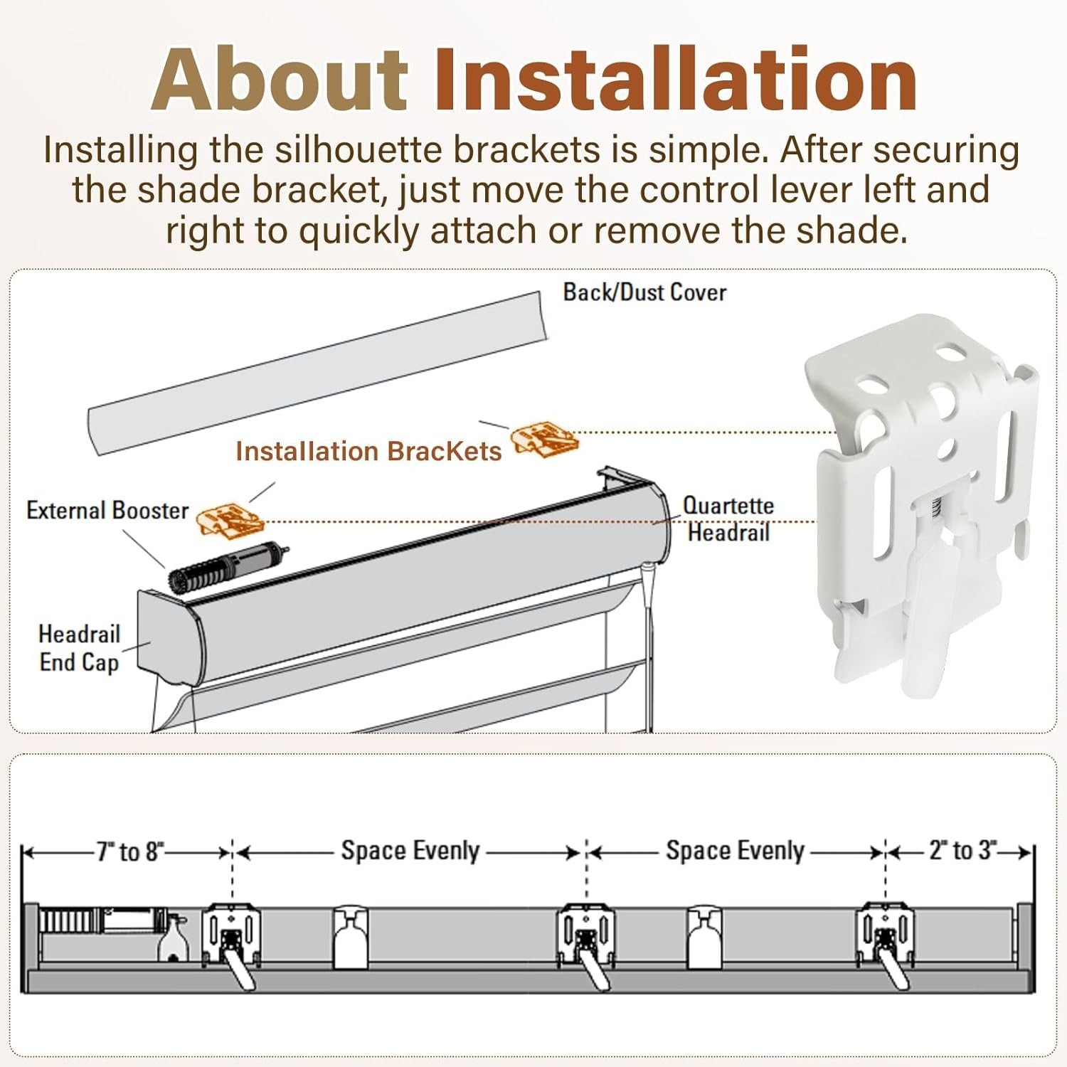 Qty 2 Hunter Douglas Mounting Brackets Silhouette Upgraded Metal, Silouette