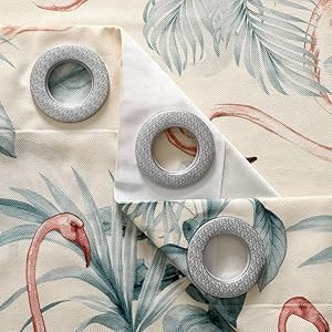 White Blackout Curtains Grommet Microfiber Pastoral Leaves Flamingo Floral