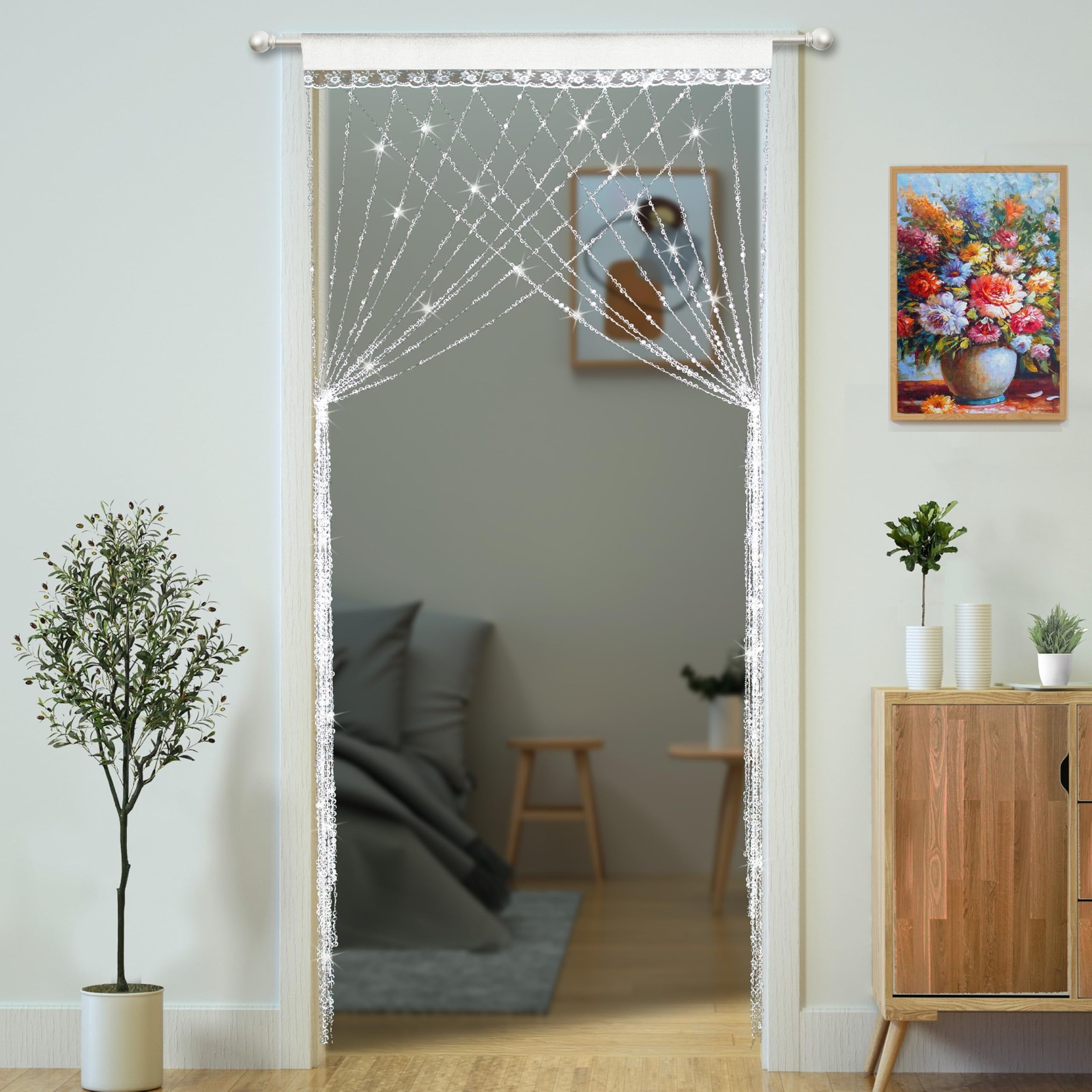 Crystal Beaded Curtain Door Curtain 36 x 79 Inches 22 Strands Acrylic Hanging…