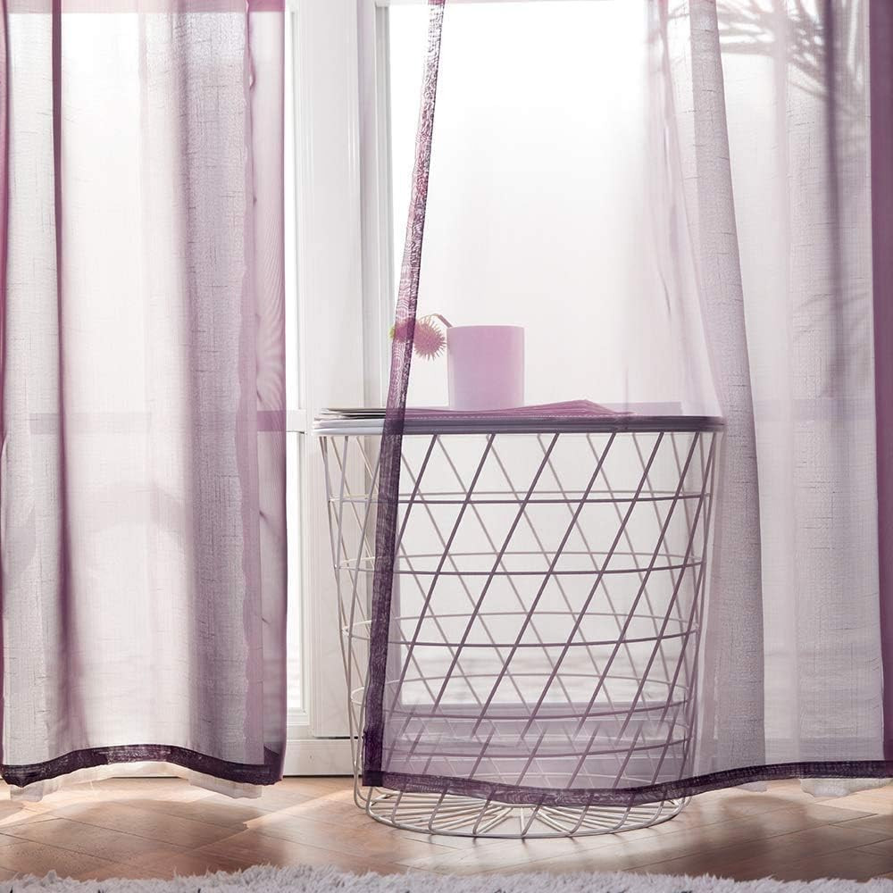 Solid Color Sheer Curtains 96 Inches Long 2 Panels Set – Elegant Lightweight Gro