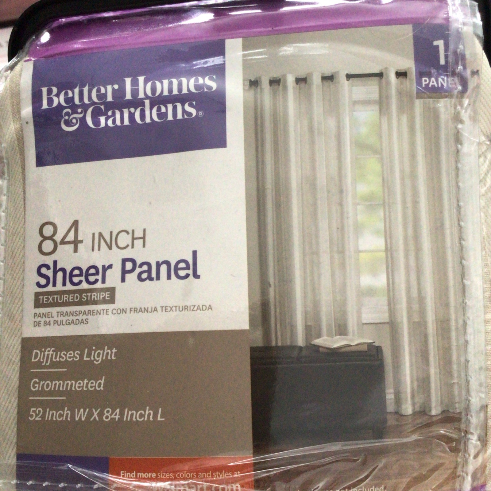 Better Homes & Gardens 52×84 In Textured Stripe Sheer Panel Stone