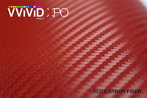 Vvivid Xpo Red Carbon Fiber 5Ft X 25Ft Wrap Vinyl Roll Air Release Technology