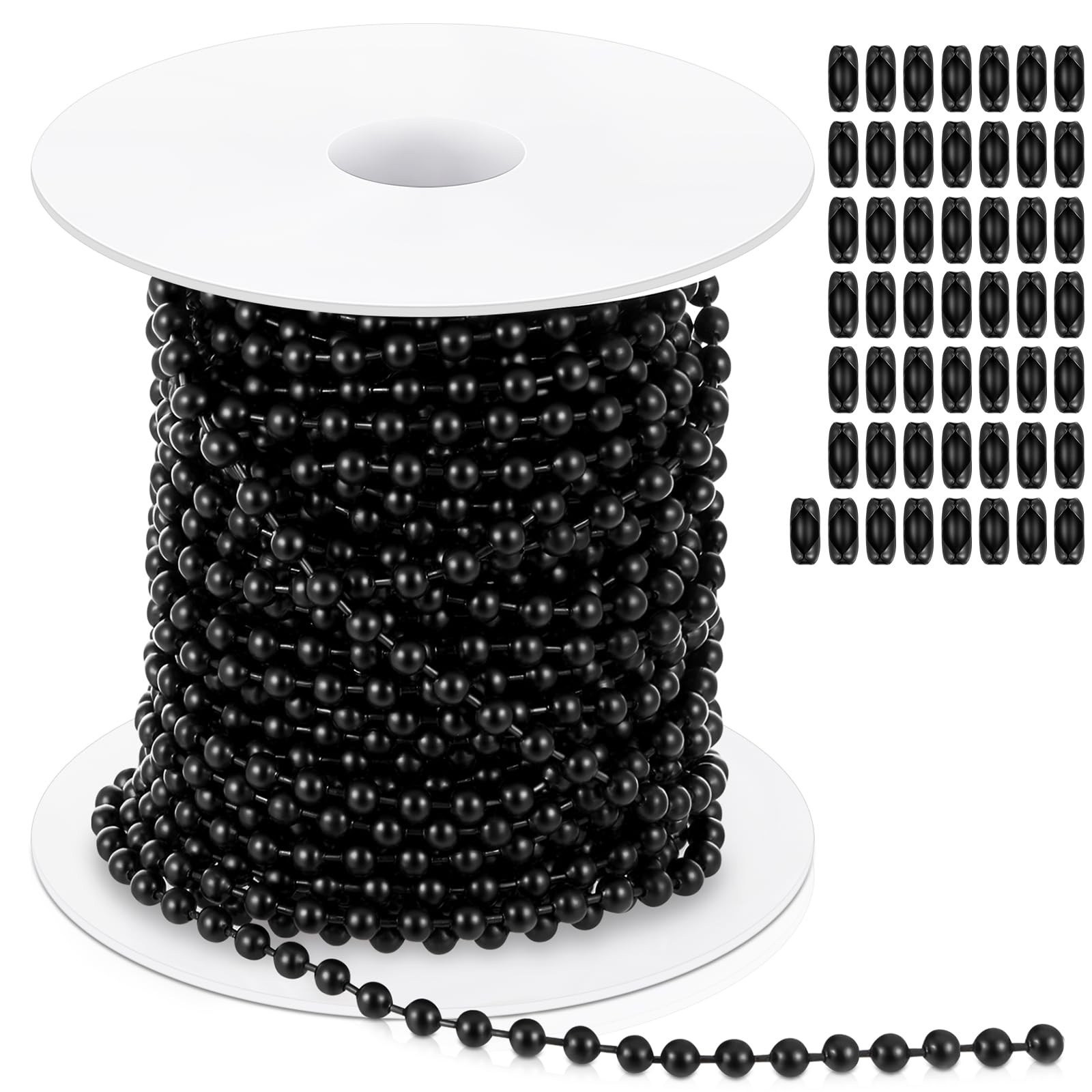 100ft 4.5mm Ball Beaded Chain with 50 Connectors for Roller Shade & Vertical …