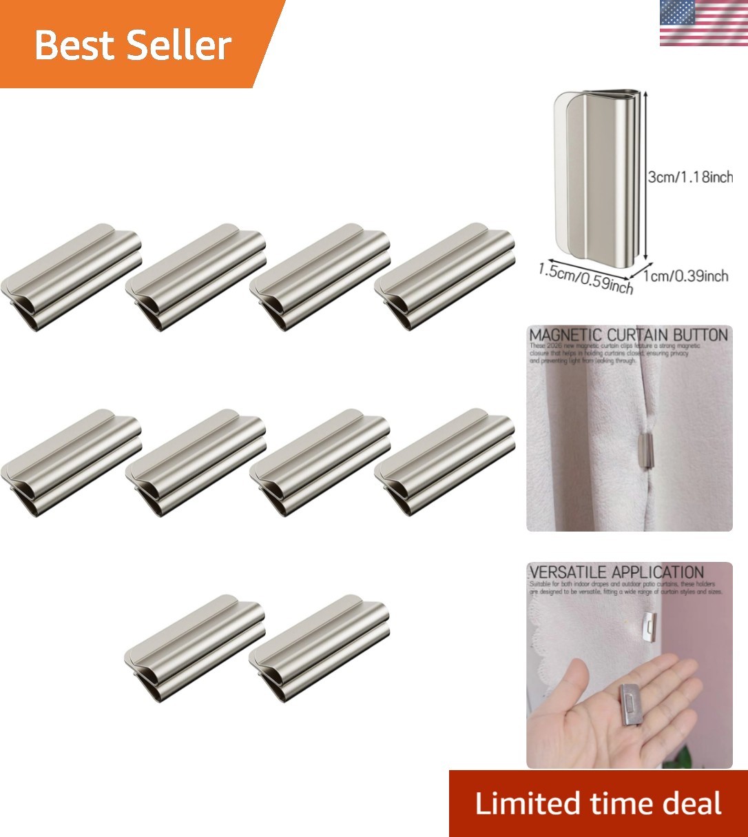 2026 New Magnetic Curtain Clips – Hold Curtains Closed, Detachable Buckle, No…
