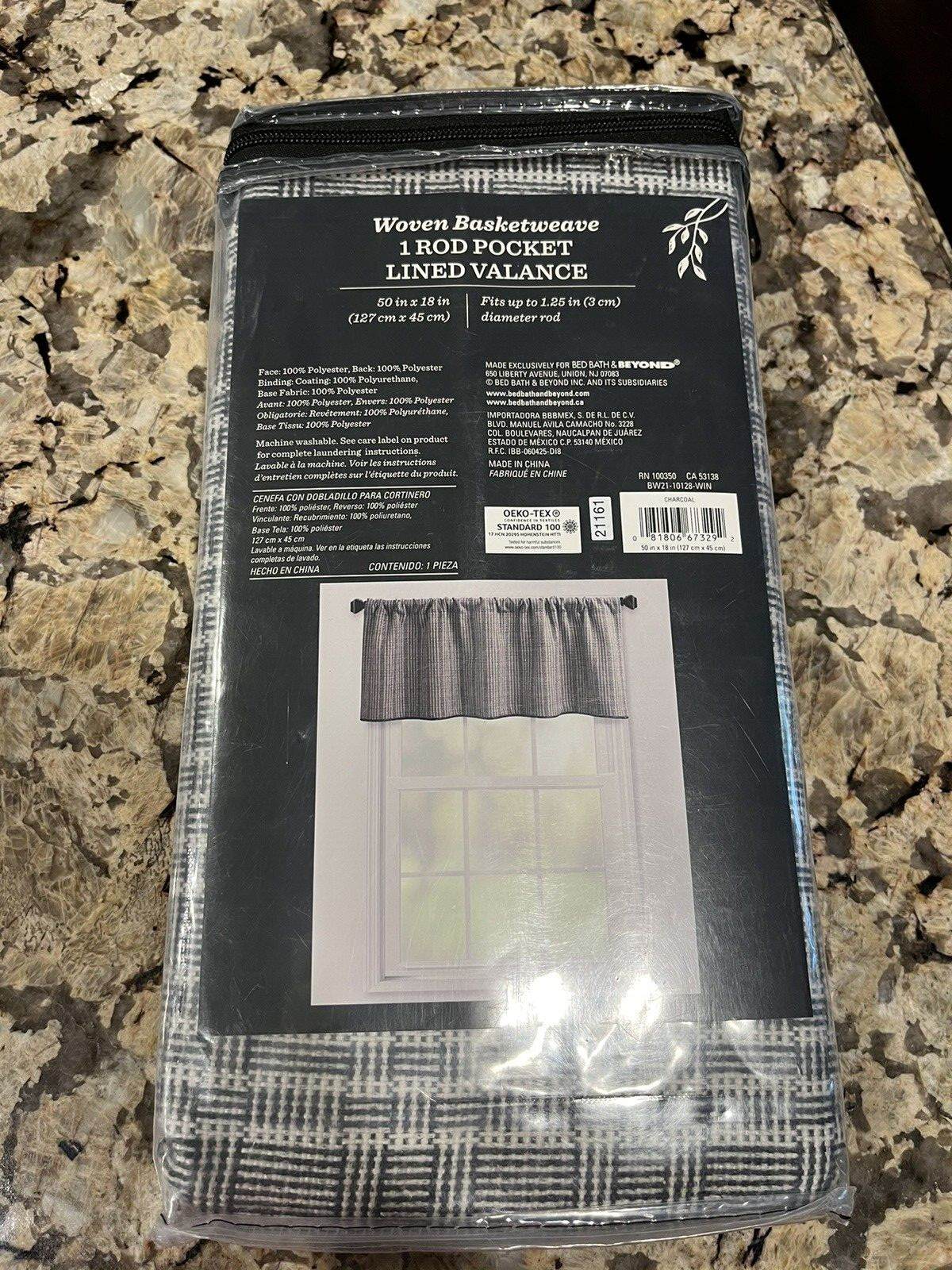 NWT Bee and Willow Textured Herringbone Rod Pocket Lined Curtain Valance 50″X18″