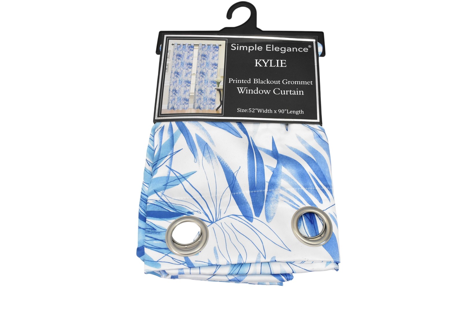 Simple Elegance KYLIE Blackout Curtain Panel 52×90 Blue Grommet Made To Measure