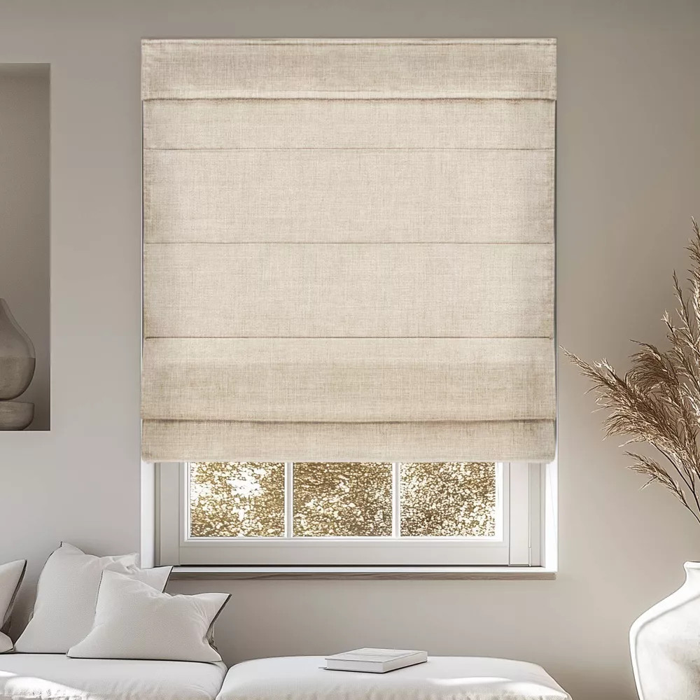 29″x64″ Chicology Light Filtering Roman Shade Belgian Flax