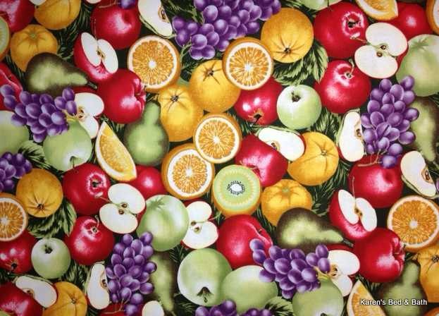 Fruit Basket Valance Apple Orange Grapes Pears Food Kitchen Curtain Valance