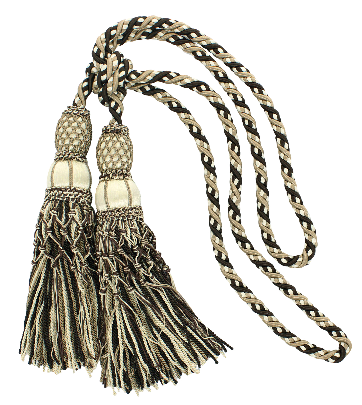 DÉCOPRO Double Tassel Tieback, Color# EL19 – English Brown [Set of 4]
