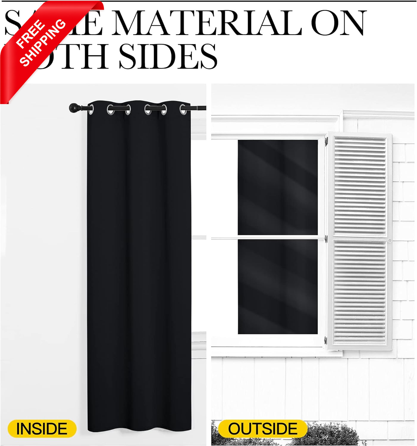 Halloween Pitch Black Solid Thermal Insulated Grommet Blackout Curtains/Drapes f