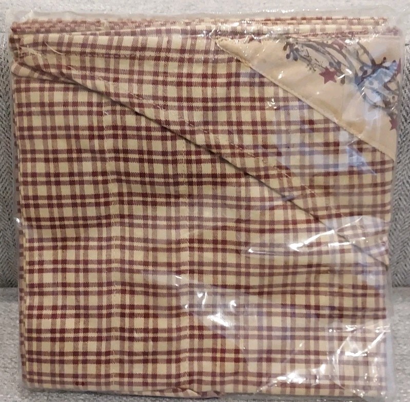 Farmhouse Berry Star Red Gingham Checked Window Swag 72″ x 36″ Primitive Country