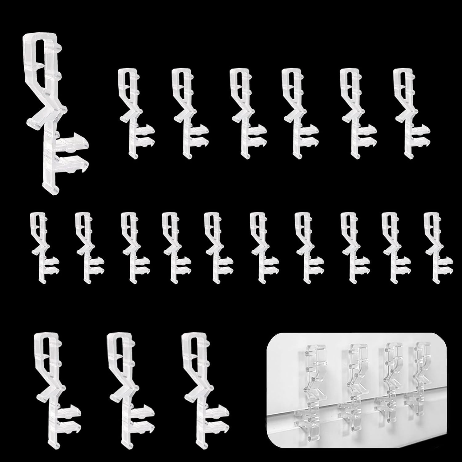 20 Pcs Hidden Blind Clips 2-1/8 Inch Hidden Channel Valance Clips Clear Plastic