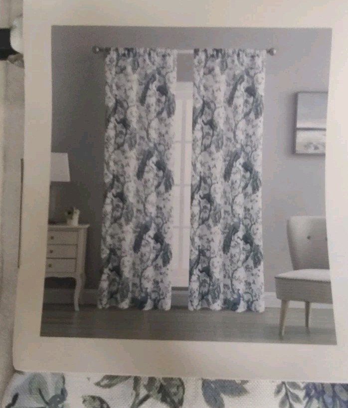 2 Laura Ashley Peacock Window Curtains Panel Drapes 38” x 96” Panels