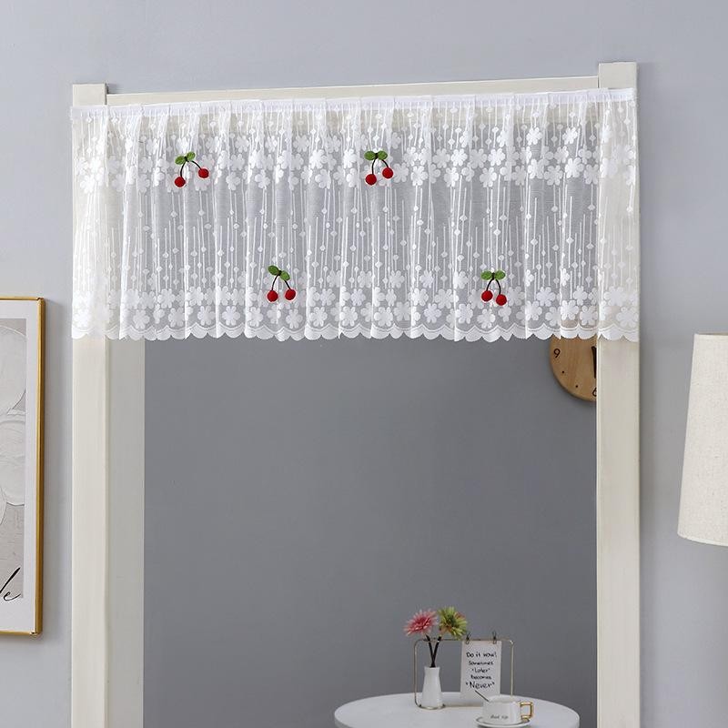 No-Drill Lace Half Curtain w/viscose Kitchen Cabinet Divider & Screen Door Cover