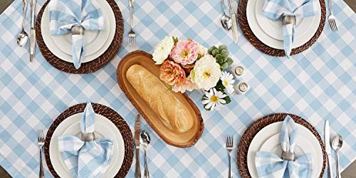 Buffalo Check Collection, Classic 104″ x 60″ (Rectangular) Light Blue & White