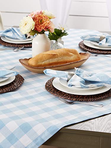 Buffalo Check Collection, Classic 104″ x 60″ (Rectangular) Light Blue & White