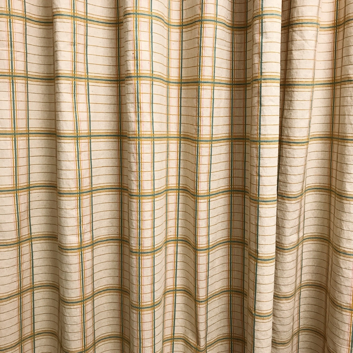 Handcrafted Plaid Curtains Linen Blend Natural Beige Custom Drapery Panels