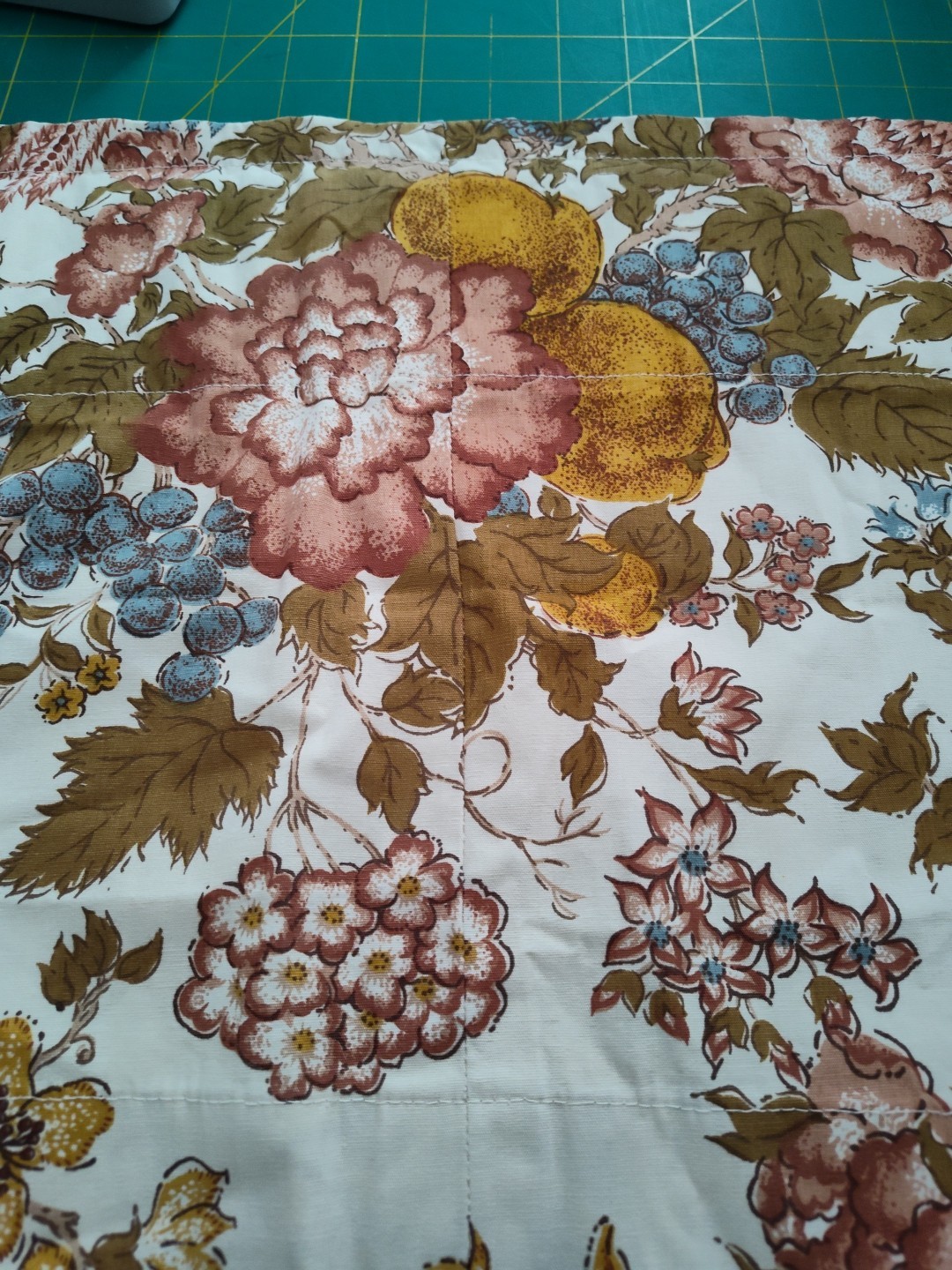 Vintage Custom Made Lined Window Floral Bird Short Valance Curtain 124″ X 13.5″