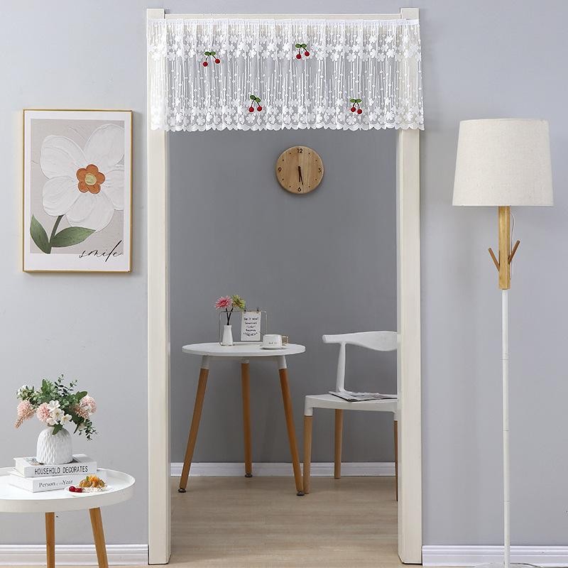 No-Drill Lace Half Curtain w/viscose Kitchen Cabinet Divider & Screen Door Cover