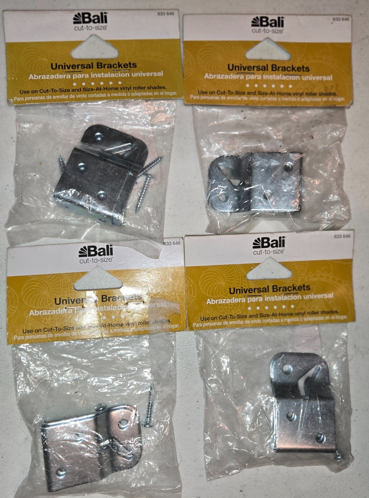 (4) Sets Bali Universal Brackets for Roller Shade Blinds 633 646, Lot of Four